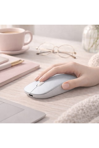 Sessiz Kablosuz Mouse Bluetooth Usb Dongle Destekli Şarjlı Ofis Ve Ev Kullanımı İçin İdeal 13742