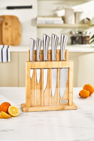 Karaca  Samuray Nagoya Vigor Japon Çeliği 7 Parça Bıçak Seti Ve Kesme Tahtası