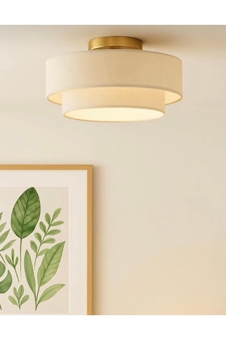 Modern Sarkıt Avize Plafonyer Avize Çift Katlı Alp Beyazı Kumaş