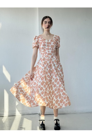Retrobird Tasarım Matilda Uzun Elbise Kadın Somon-13836 Somon