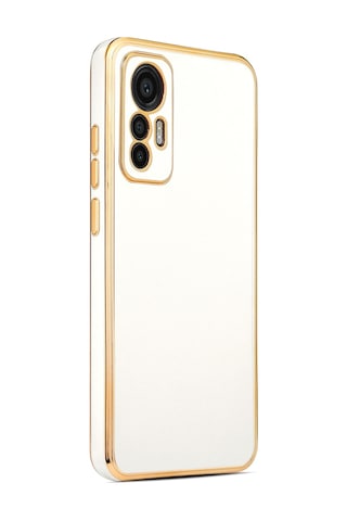 Xiaomi Uyumlu Mi 12 Lite Kılıf Zore Kenarı Gold Renk Silikon Bark Kapak