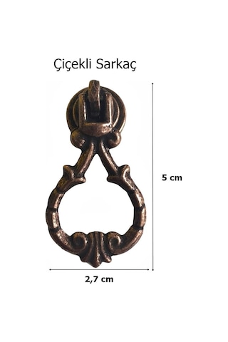 Çiçekli Sarkaç Tek Vidalı Eskitme Antik Bakır Düğme Mobilya Kulp