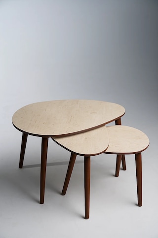 Paris 3'lü Zigon Sehpa &100 Mdf Traverten