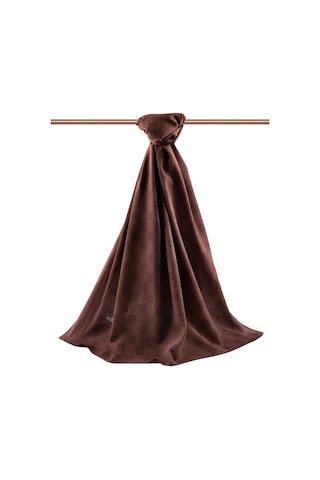 Vissona Lüks Medine İpeği Monogram Desenli Taba Renkli 75x195 Kırışmaz Şal Moss Krep Dikiş Tipi İtalyan Dikişli Çok Renkli