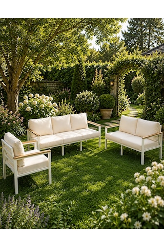 Neokas Bahçe Balkon Mobilyası, 3 + 2 +1 Bahçe Takımı, Kafe Koltuğu, Bekleme Alanı Koltuğu,