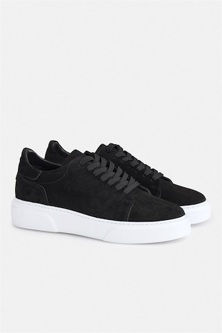 Süvari Siyah Gerçek Deri Bağcıklı Sneakers Say2001500026-s09