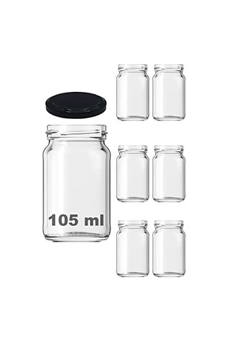 Afracam 105 Ml Şeffaf Cam Kavanoz 105 Cc Konserve Metal Kapaklı Cam Kavanoz 6 Adet Şeffaf, 105 Cc Kısa 6998