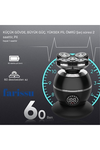 5 Başlıklı Şarjlı Tıraş Makinesi Günlük Tıraş Ve Sıfır Yanak İçin Sessiz, Güçlü Ve Taşınabilir 1 - 2 Saat