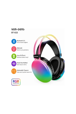 Ven-dens VD-HP013 Bluetooth 5.3 Kulak Üstü Oyuncu Kulaklığı