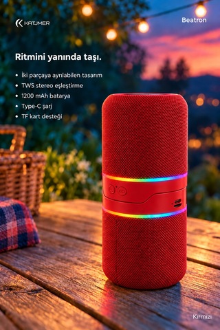 Spbtrn-001 Beatron Manyetik Ayrılabilir Bluetooth 5.4 Hoparlör 2 5 W, Tws, Tf Kart, Işıklı Kırmızı