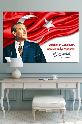 Atatürk Makam Panosu Tablosu Kanvas Tablo Resmi Kurumlar Okullar 120 x 80F