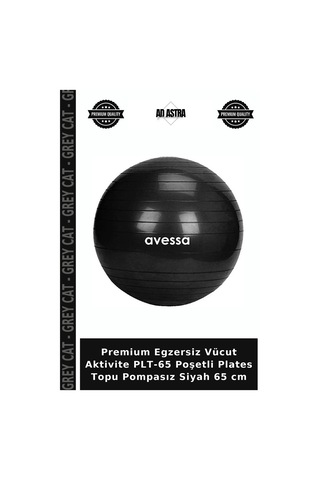 Premium Egzersiz Vücut Aktivite Plt-65 Poşetli Plates Topu Pompasız Siyah 65 Cm