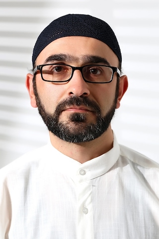 Makine Örgüsü Dantel Detaylı Namaz Takkesi Lacivert Lacivert