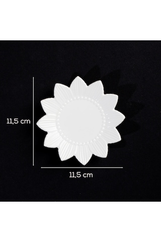 Porsima 2338 Güneş Motifli 6'lı Porselen Çay Tabağı Seti Beyaz