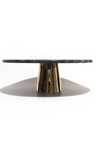 Lux & Marble Liza Black Siyah Mermer Pirinç Ayaklı Pasta Standı