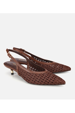 Hotiç Kadın Kahverengi Örgü Detaylı Mini Topuklu Stiletto 01ayh320790a480 01ayh320790a480