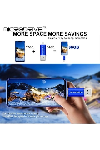 Novahub Usb Tipi C Flash Sürücü 2 İn 1 Otg Mikro Usb Kalem Sürücü 128/64 Gb Siyah