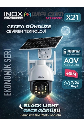 İnox X21 Aov 7/24 4g Solar Kamera Geceyi Gündüz Gösterebilme