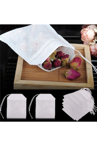 İpli Sallama Çay & Filtre Kahve Poşeti 100 Adet-6 CM Oval