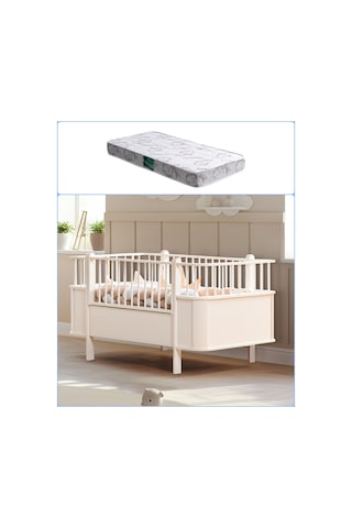 Mdf Beşik, Dünya Büyüyen Beşik 80x130 - 1 Adet 80x130 Comfort Yatak Beyaz