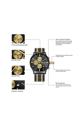 Novahub Baogela 1611 Erkekler İçin Küçük Üç Pimli Aydınlık Kronograf Takvim Kuvars İzle Gümüş Ve Beyaz Arasında Altın Renkli, Çok Renkli