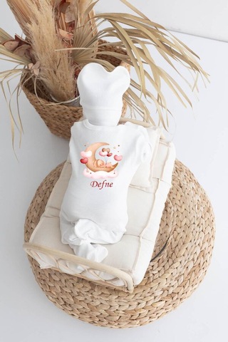 Bebewini Pamuk Baskılı 11'li İsimli Hastane Çıkışı M26 Ekru