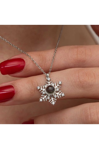Gümüş 100 Dilde Seni Seviyorum Kar Tanesi Kadın Kolye Sl9097 Gümüş
