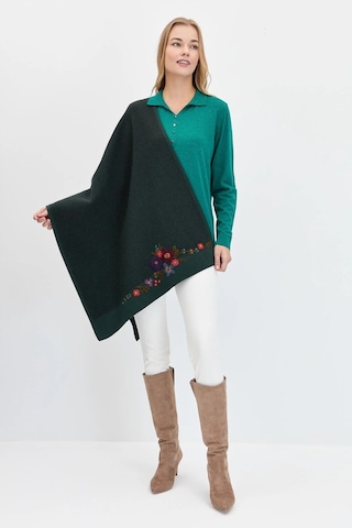 Desen Triko Kadın Çiçek İşlemeli Triko Şal 23154 Yeşil Yeşil