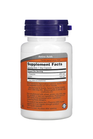 Now Foods L-Theanine Double Strength 200 Mg 60 Kapsül