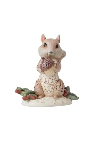 Jim Shore Heartwood Creek Beyaz Ağaçlık Alan Sincap Figürü, 9 Cm, Polireçine, Sim, Kalsiyum Karbonat