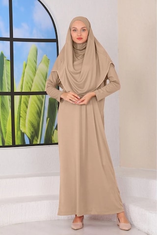 Tek Parça Namaz Elbisesi Vizon-20996 Gül Kurusu