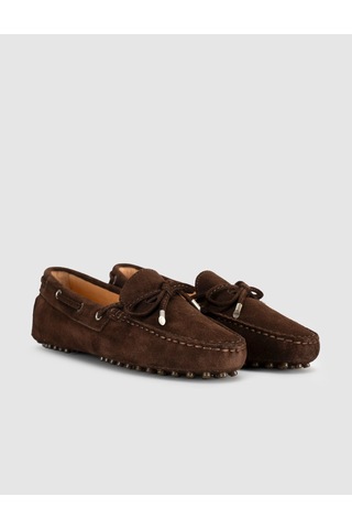 Kahve Hakiki Deri Bağcıklı Günlük Loafer Mokasen Kadın Ayakkabı Kahverengi