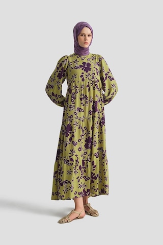 Armine Trend Çiçek Desenli Elbise-yeşil 25yt910 Yeşil