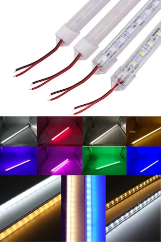 Alüminyum Kasalı Çubuk Bar Led 12v 72 Ledli 5730 Opak Cam Yeşil Led