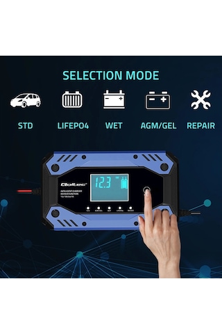 Lifepo4 12-24 Şarj Cihazı 10a Lcd Ekranlı 9 Aşamalı Ac-dc Şebeke Şarj
