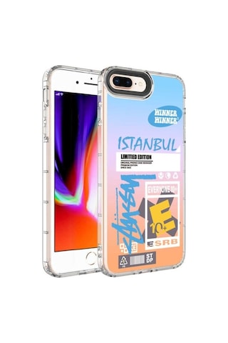 Apple Uyumlu iPhone 7 Plus Kılıf Kamera Korumalı Renkli Desenli Sert Silikon Zore Korn Kapak NO1
