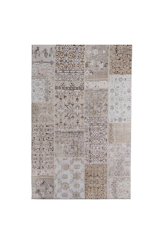 Çam Halı Siesta Patchwork 32-458 Etnik Eskitme Desenli Dokuma Tabanlı Yıkanabilir Şönil Salon Ve Oda Halısı Bej