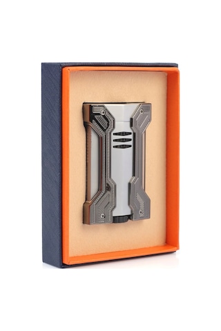 Conquistador Çift Torch Pürmüz Krom Gunmetal Defi Extreme Dizayn Metal Puro Çakmağı Cnq-019