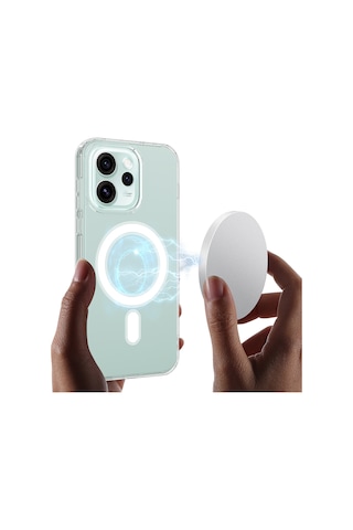 Oppo Reno15 Pro Max 5g Uyumlu Kılıf Sararmaz Kamera Korumalı Magsafe Mika Sert Parlak Şeffaf Kapak Beyaz