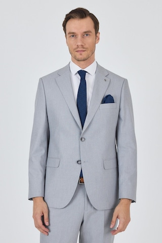 İmza Gri Mono Yaka Desenli Astarlı Çift Yırtmaç Esnek 6 Drop Comfort Fit Classic Takım Elbise 1001250161 Gri