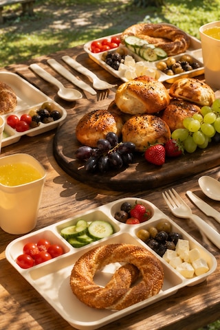 Porsima Ac-101 32 Parça 6 Kişilik Pratik Taşınabilir Piknik Seti - Saklama Kutulu Piknik Sepeti Krem