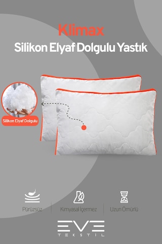 4 Adet Klimax Turuncu Serisi Kılıflı Fermuarlı Klimali Antialerjik Silikon Nano Elyaf Yastık 50x70cm Beyaz