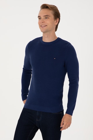 U.S. Polo Assn. Erkek Slim Fit Bisiklet Yaka İndigo Basic Kazak 50313667-VR028