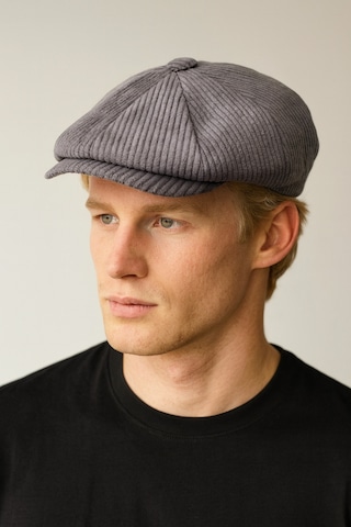 Aida Jewelss Kışlık Kadife Ingiliz Kasket Peaky Blinders Model Erkek Kasket Dökümlü Kadife Kasket Gri