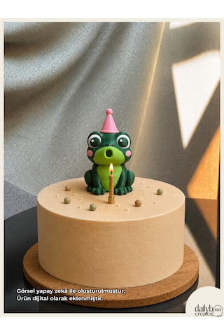 Dailyboo Creates Mum Üfleyen Kurbağa Pasta Süsü-doğum Günü,parti,pasta Süsleme-figür Oyuncak 0 - 20