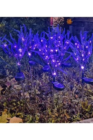 2'li Dekoratif Dış Mekan Süsü Güneş Enerjili Led Işıklı Solar Lavanta Çiçeği Bahçe Balkon Ledi Lc118 Lc-118