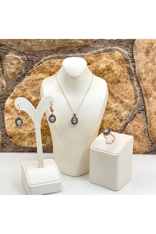 Elmas Montür Rosegold Oval Spor Gümüş Set Takım Rose Gold