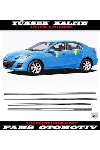 Mazda 3 Krom Cam Çıtası 4 Prç. 2009-2014 Arası P. Çelik Sedan