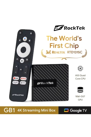 Rocktek Gb1 Mini 2gb+32gb Android Tv Box 4k Netflix Lisanslı Yapay Zeka Çipli Google Sertifikalı