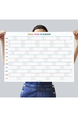2027 Yıllık Planlayıcı Duvar Takvimi, 2027 Yıllık Duvar Takvimi, Rengarenk Minimalist Tasarım